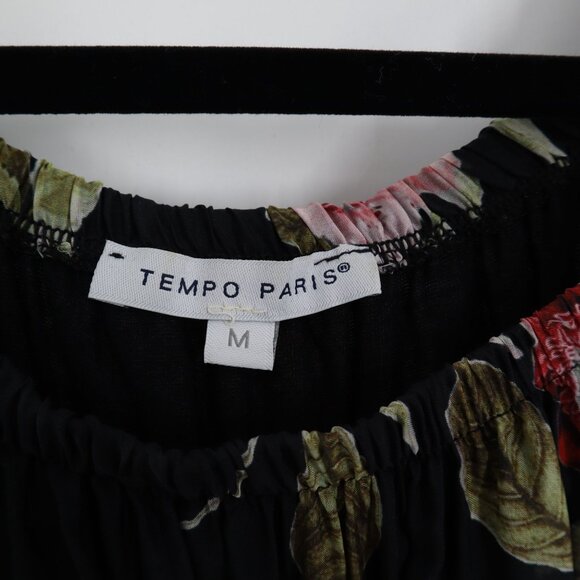 Tempo Paris Sheer Blouse Womens M Black Witchy Romantic Dark Feminine Gypsy Boho - Picture 2 of 9